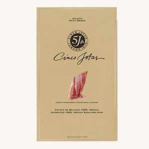 Cinco Jotas Hand-carved acorn-fed 100% Ibérico shoulder ham (Paleta) sliced 80 gr