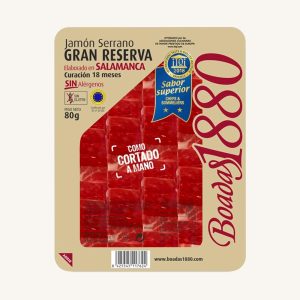 Boadas 1880 Hand-carved Serrano ham (jamón) Gran Reserva, from Salamanca, pre-sliced 80 gr