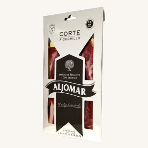 Aljomar Hand-carved acorn-fed 100% Ibérico ham (Jamón) Pata Negra, DOP Guijuelo, Salamanca, 100 gr